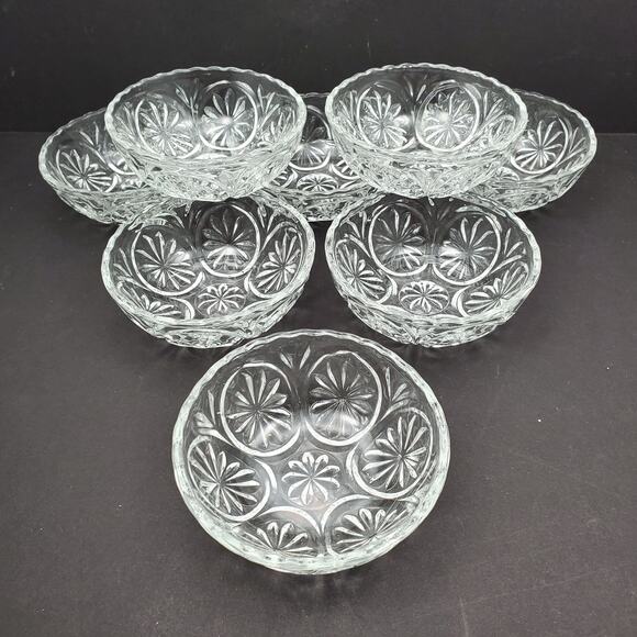 Anchor Hocking Other - 8 Vtg MCM Anchor Hocking Medallion Star Cameo Berry Dessert Nut Bowls 4.5”
